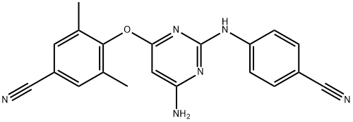 4-({6-amino-2-[(4-cyanophenyl)amino]pyrimidin-4-yl}oxy)-3,5-dimethylbenzonitrile Struktur