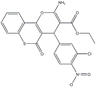 ethyl 2-amino-4-(3-chloro-4-nitrophenyl)-5-oxo-4H,5H-thiochromeno[4,3-b]pyran-3-carboxylate Struktur