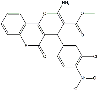 methyl 2-amino-4-(3-chloro-4-nitrophenyl)-5-oxo-4H,5H-thiochromeno[4,3-b]pyran-3-carboxylate Struktur