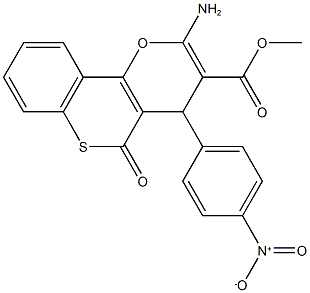 methyl 2-amino-4-(4-nitrophenyl)-5-oxo-4H,5H-thiochromeno[4,3-b]pyran-3-carboxylate Struktur