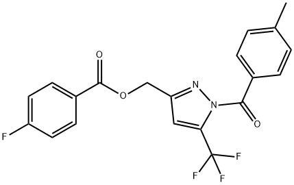 [1-(4-methylbenzoyl)-5-(trifluoromethyl)-1H-pyrazol-3-yl]methyl 4-fluorobenzoate Struktur