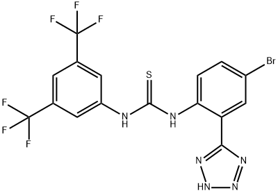 N′-[3,5-Bis(trifluoromethyl)phenyl]-N-[4-bromo-2-(2H-tetrazol-5-yl)phenyl]-thiourea Struktur