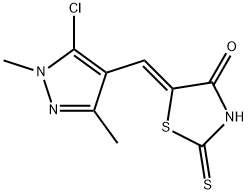 (5Z)-5-[(5-chloro-1,3-dimethyl-1H-pyrazol-4-yl)methylidene]-2-sulfanylidene-1,3-thiazolidin-4-one Struktur