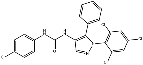 1-(4-chlorophenyl)-3-[5-phenyl-1-(2,4,6-trichlorophenyl)-1H-pyrazol-4-yl]urea Struktur