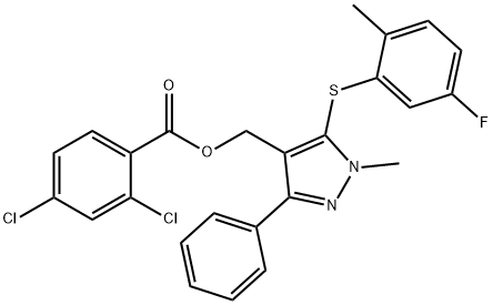 {5-[(5-fluoro-2-methylphenyl)sulfanyl]-1-methyl-3-phenyl-1H-pyrazol-4-yl}methyl 2,4-dichlorobenzoate Struktur