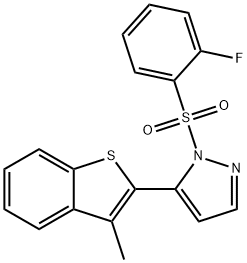 1-(2-fluorobenzenesulfonyl)-5-(3-methyl-1-benzothiophen-2-yl)-1H-pyrazole Struktur