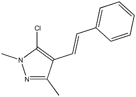 5-chloro-1,3-dimethyl-4-[(E)-2-phenylethenyl]-1H-pyrazole Struktur