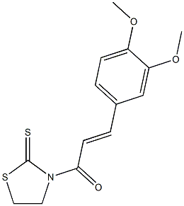 (2E)-3-(3,4-dimethoxyphenyl)-1-(2-sulfanylidene-1,3-thiazolidin-3-yl)prop-2-en-1-one Struktur