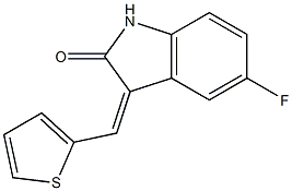 (3Z)-5-fluoro-3-[(thiophen-2-yl)methylidene]-2,3-dihydro-1H-indol-2-one Struktur