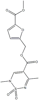 [5-(methoxycarbonyl)-2-furyl]methyl 2,5-dimethyl-2H-1,2,6-thiadiazine-4-carboxylate 1,1-dioxide Struktur