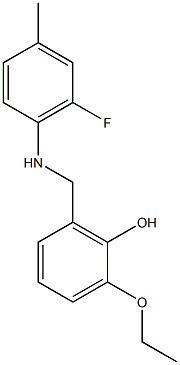 2-ethoxy-6-{[(2-fluoro-4-methylphenyl)amino]methyl}phenol Struktur