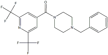 (4-benzylpiperazino)[2,6-bis(trifluoromethyl)-4-pyridinyl]methanone Struktur