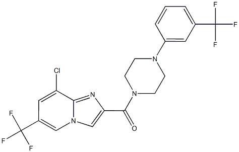 [8-chloro-6-(trifluoromethyl)imidazo[1,2-a]pyridin-2-yl]{4-[3-(trifluoromethyl)phenyl]piperazino}methanone Struktur