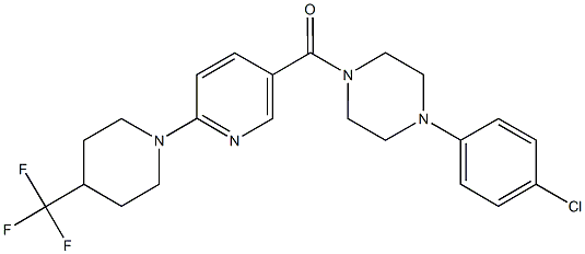 [4-(4-chlorophenyl)piperazino]{6-[4-(trifluoromethyl)piperidino]-3-pyridinyl}methanone Struktur