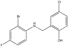 2-{[(2-bromo-4-fluorophenyl)amino]methyl}-4-chlorophenol Struktur