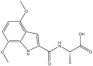 (2S)-2-[(4,7-dimethoxy-1H-indol-2-yl)formamido]propanoic acid Struktur