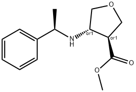 rel-methyl (3S,4S)-4-{[(1R)-1-phenylethyl]amino}oxolane-3-carboxylate Struktur