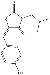 (5E)-5-[(4-hydroxyphenyl)methylidene]-3-(2-methylpropyl)-2-sulfanylidene-1,3-thiazolidin-4-one Struktur