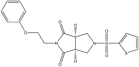 (3aR,6aS)-2-(2-phenoxyethyl)-5-(thiophene-2-sulfonyl)-octahydropyrrolo[3,4-c]pyrrole-1,3-dione Struktur