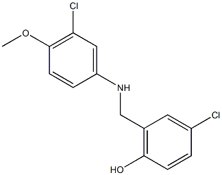 4-chloro-2-{[(3-chloro-4-methoxyphenyl)amino]methyl}phenol Struktur