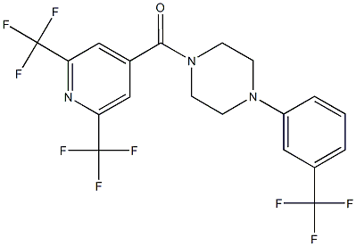 [2,6-bis(trifluoromethyl)-4-pyridinyl]{4-[3-(trifluoromethyl)phenyl]piperazino}methanone Struktur