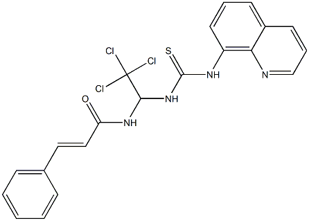 (2E)-3-phenyl-N-(2,2,2-trichloro-1-{[(quinolin-8-yl)carbamothioyl]amino}ethyl)prop-2-enamide Struktur