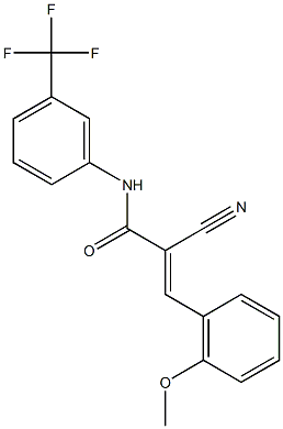 (2E)-2-cyano-3-(2-methoxyphenyl)-N-[3-(trifluoromethyl)phenyl]acrylamide Struktur