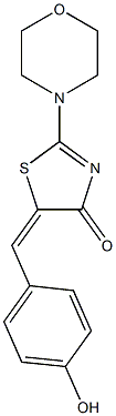 (5E)-5-[(4-hydroxyphenyl)methylidene]-2-(morpholin-4-yl)-4,5-dihydro-1,3-thiazol-4-one Struktur