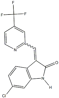 (3E)-6-chloro-3-{[4-(trifluoromethyl)pyridin-2-yl]methylidene}-2,3-dihydro-1H-indol-2-one Struktur