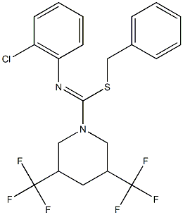 (1Z)-1-(benzylsulfanyl)-1-[3,5-bis(trifluoromethyl)piperidin-1-yl]-N-(2-chlorophenyl)methanimine Struktur