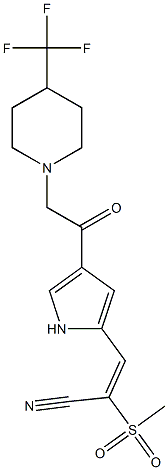 (2E)-2-methanesulfonyl-3-(4-{2-[4-(trifluoromethyl)piperidin-1-yl]acetyl}-1H-pyrrol-2-yl)prop-2-enenitrile Struktur