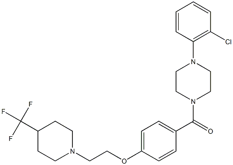 1-(2-chlorophenyl)-4-(4-{2-[4-(trifluoromethyl)piperidin-1-yl]ethoxy}benzoyl)piperazine Struktur