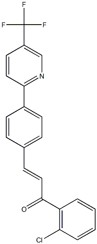 (2E)-1-(2-chlorophenyl)-3-{4-[5-(trifluoromethyl)pyridin-2-yl]phenyl}prop-2-en-1-one Struktur