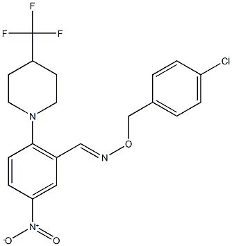 (E)-[(4-chlorophenyl)methoxy]({5-nitro-2-[4-(trifluoromethyl)piperidin-1-yl]phenyl}methylidene)amine Struktur