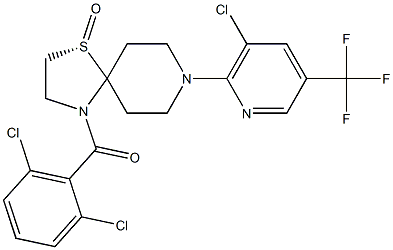 (1S)-8-[3-chloro-5-(trifluoromethyl)pyridin-2-yl]-4-(2,6-dichlorobenzoyl)-1lambda4-thia-4,8-diazaspiro[4.5]decan-1-one Struktur