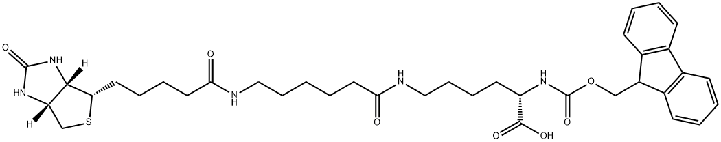 Fmoc-Lys(biotinyl-e-aminocaproyl)-OH Struktur