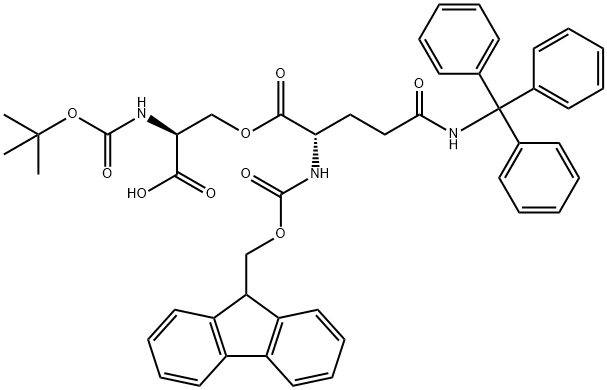 Boc-Ser(FMoc-Gln(Trt))-OH Struktur