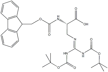 (S)-N-alpha-(9-Fluorenylmethyloxycarbonyl)-N,Nbis-t-butyloxycarbonyl-2-amino-3-guanidino-propionic acid Struktur