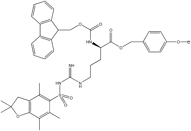 Fmoc-D-Arg(Pbf)-Wang TG Struktur