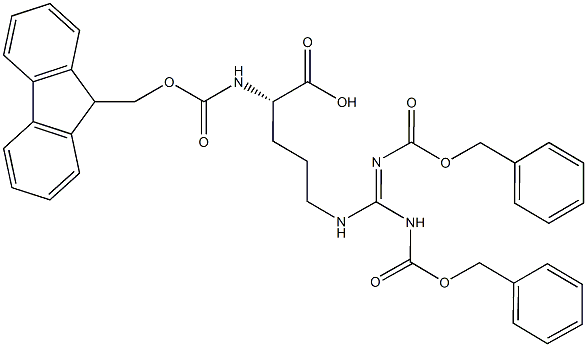 N-alpha-(9-Fluorenylmethyloxycarbonyl)-N,N-bis-benzyloxycarbonyl-L-arginine Struktur