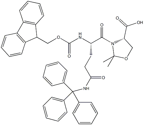 Fmoc-L-Gln(Trt)-L-Ser[PSI(Me,Me)Pro]-OH Struktur