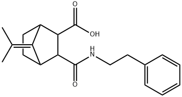 2-(2-phenylethylcarbamoyl)-7-propan-2-ylidenebicyclo[2.2.1]heptane-3-carboxylic acid Struktur