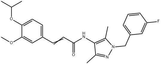 (E)-N-[1-[(3-fluorophenyl)methyl]-3,5-dimethylpyrazol-4-yl]-3-(3-methoxy-4-propan-2-yloxyphenyl)prop-2-enamide Struktur