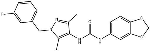 1-(1,3-benzodioxol-5-yl)-3-[1-[(3-fluorophenyl)methyl]-3,5-dimethylpyrazol-4-yl]urea Structure