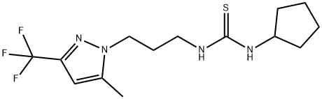 1-cyclopentyl-3-[3-[5-methyl-3-(trifluoromethyl)pyrazol-1-yl]propyl]thiourea Struktur