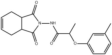 N-(1,3-dioxo-3a,4,7,7a-tetrahydroisoindol-2-yl)-2-(3-methylphenoxy)propanamide Struktur