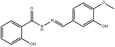 2-hydroxy-N-[(E)-(3-hydroxy-4-methoxyphenyl)methylideneamino]benzamide Struktur