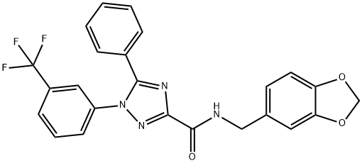 N-(1,3-benzodioxol-5-ylmethyl)-5-phenyl-1-[3-(trifluoromethyl)phenyl]-1,2,4-triazole-3-carboxamide Struktur