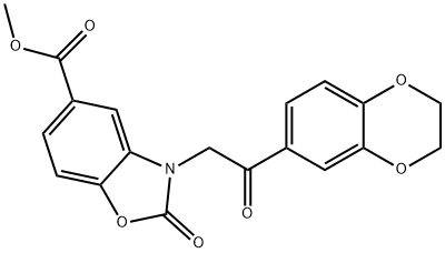 methyl 3-[2-(2,3-dihydro-1,4-benzodioxin-6-yl)-2-oxoethyl]-2-oxo-1,3-benzoxazole-5-carboxylate Struktur