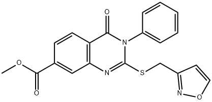 methyl 2-(1,2-oxazol-3-ylmethylsulfanyl)-4-oxo-3-phenylquinazoline-7-carboxylate Struktur